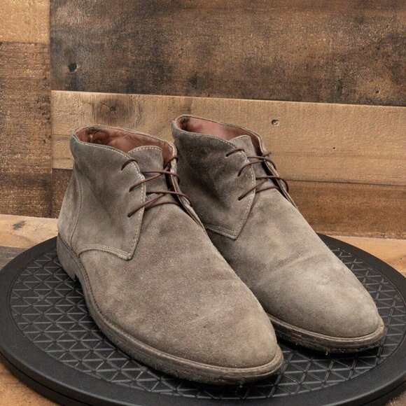 JOHNSTON AND MURPHY DRESS CHUKKA BOOTS GRAY LEATHER LACE UP SIZE 12M main image 8